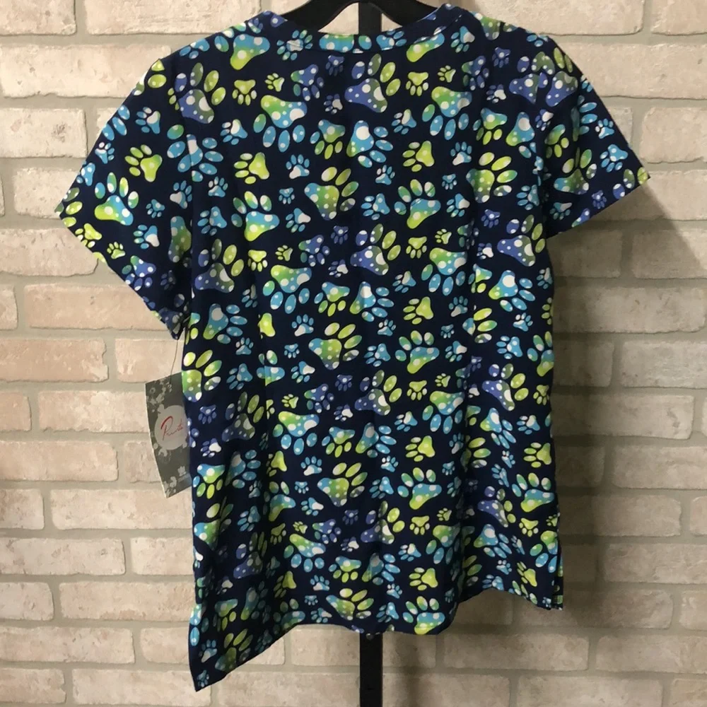 Maevn Womens paw print scrub top NWT - Picture 3 of 5